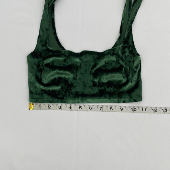 Womens Green Velvet Sleeveless Cropped Casual Tank Top Size Small - Picture 3 of 7